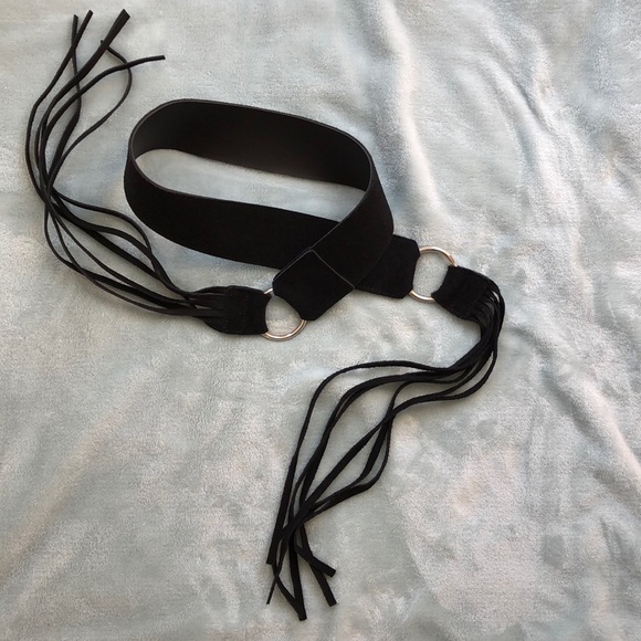 Accessories - Black Fringe Belt